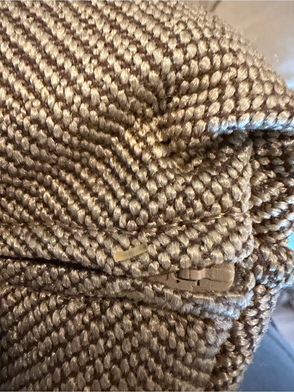 Decorative Herringbone Throw Pillow - Neutral Tan feather EUC